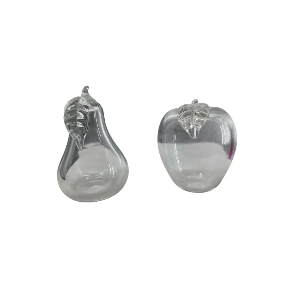 Apple & Pear Clear‎ Glass Figurines  3 Inches